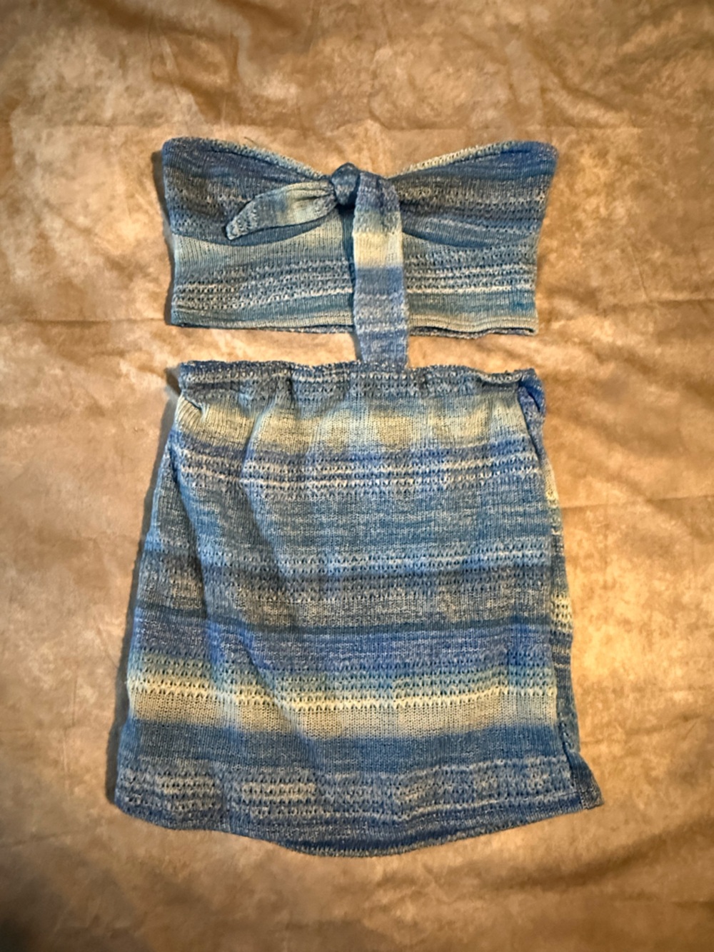SHEIN Blue and Cream Striped Knit Bathing Suit Cover